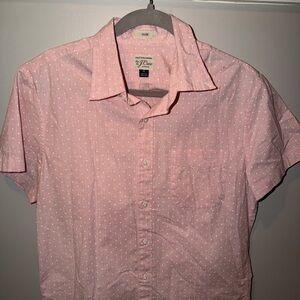 J. Crew Light Pink Short-Sleeve Button-Down Shirt with White Dots